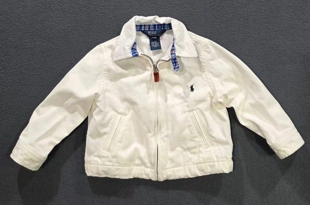 Polo Ralph Lauren Kids White Cotton Jacket 2/2T years Embroidered Pony A009515